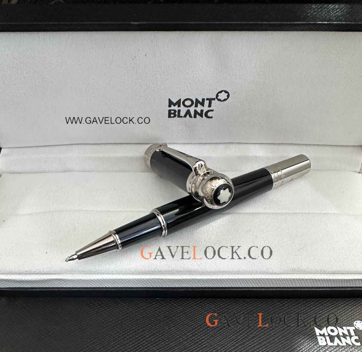 New Copy Montblanc Joseph Ii 4810 Black Precious Resin Silver Clip Rollerball